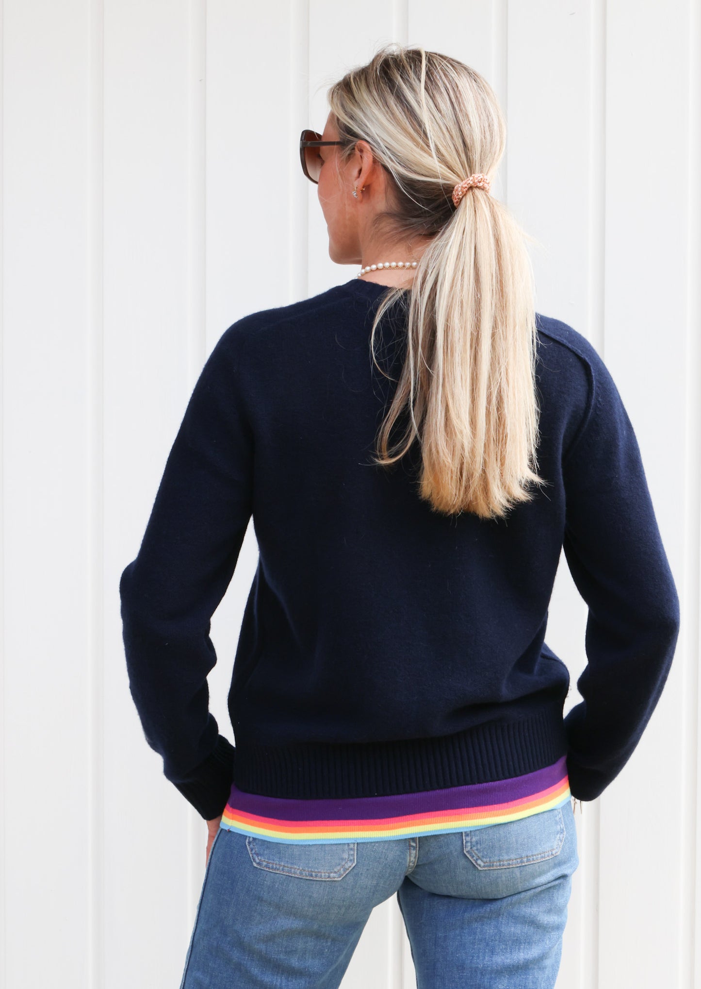Navy & rainbow striped band