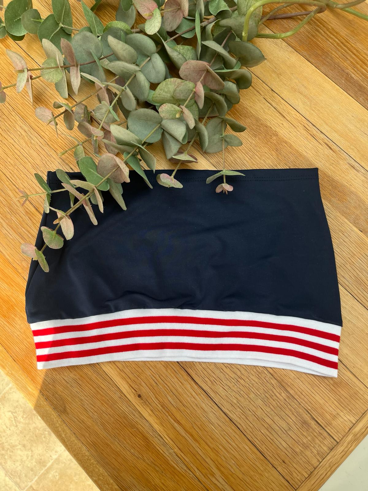Navy red & white striped band