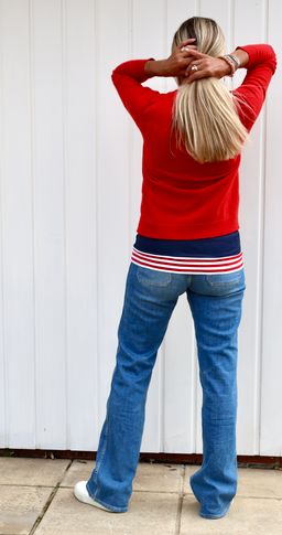 Navy red & white striped band