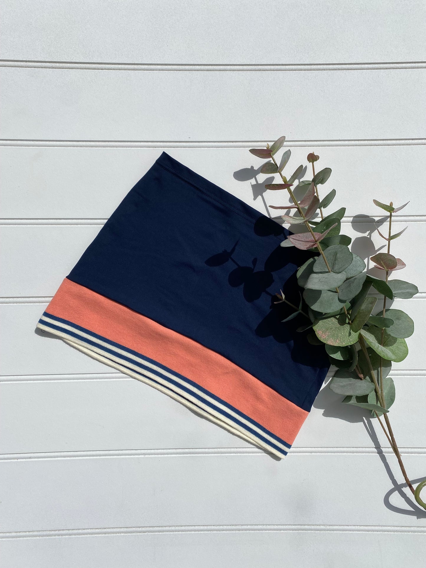 Coral, navy and white band