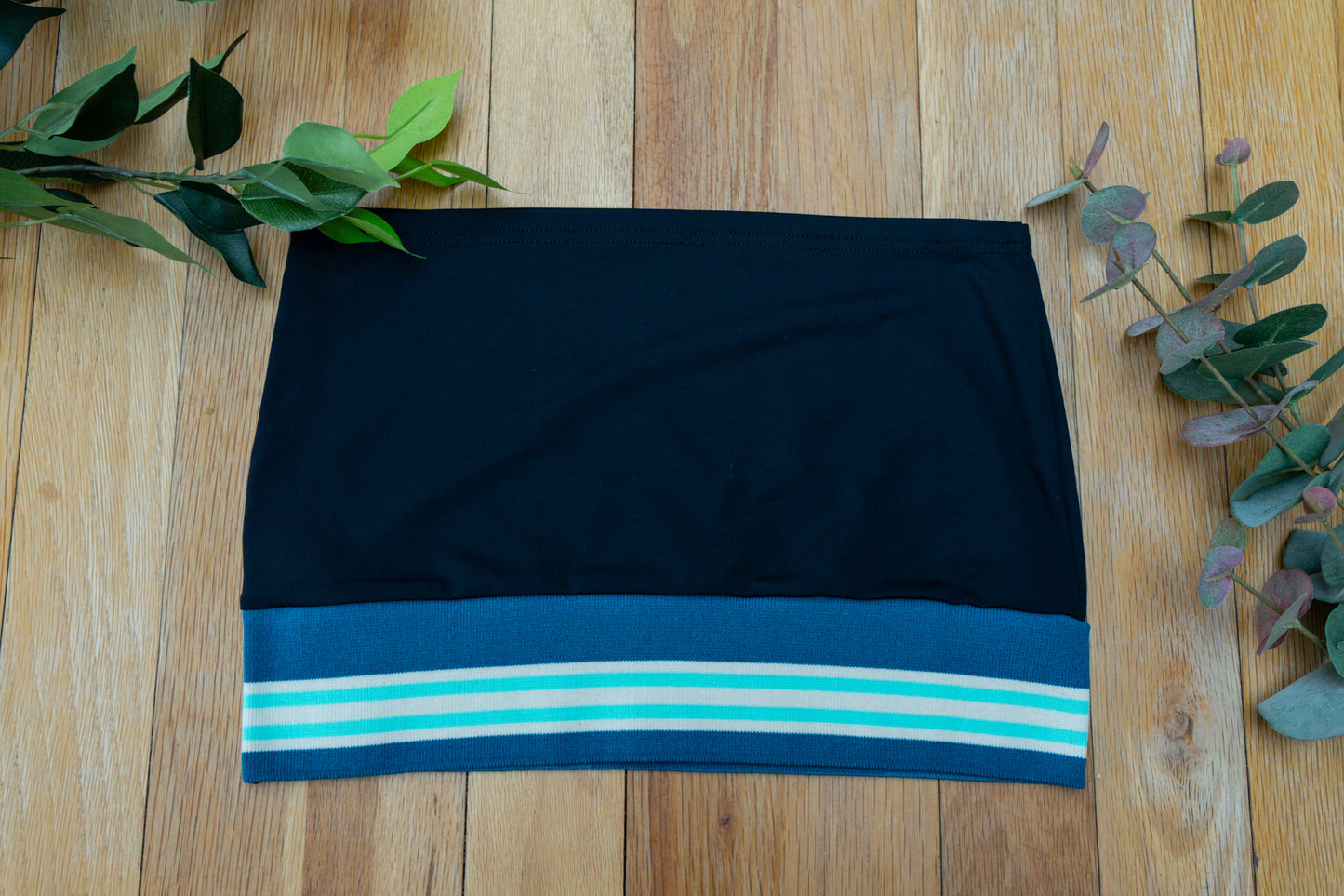 Turquoise white & mint green striped band
