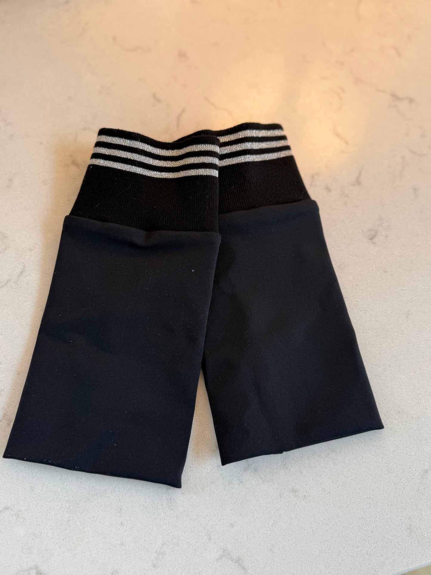 Black and silver sparkly striped cuffs