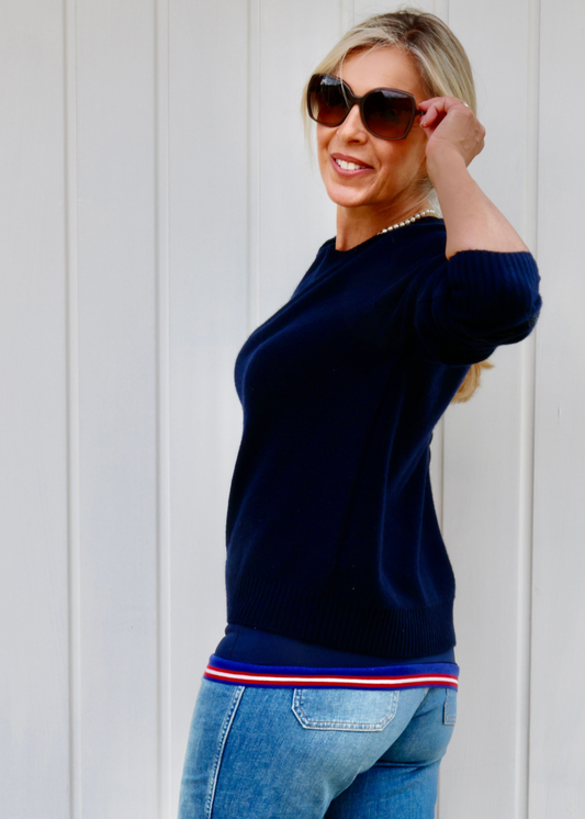 Navy red blue & white striped band